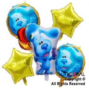 SET DE GLOBOS METALIZADO BLUE 5 UNIDADES X 1